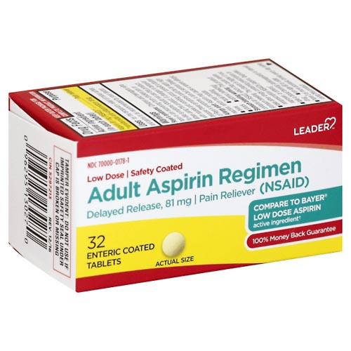 Image for Leader Aspirin Regimen, Adult, Enteric Coated Tablets,32ea from Medicap Pharmacy Toledo